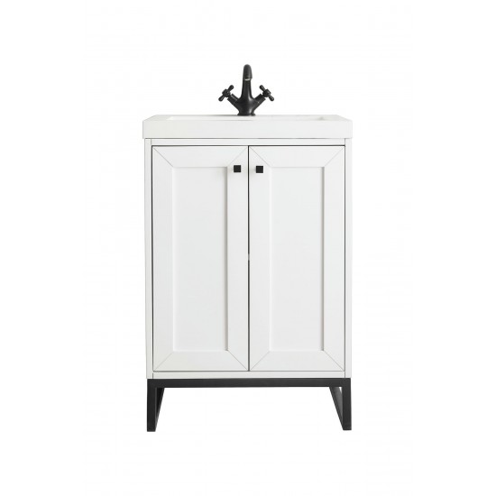 Chianti 24" Single Vanity Glossy White Matte Black w/ White Glossy Composite Top