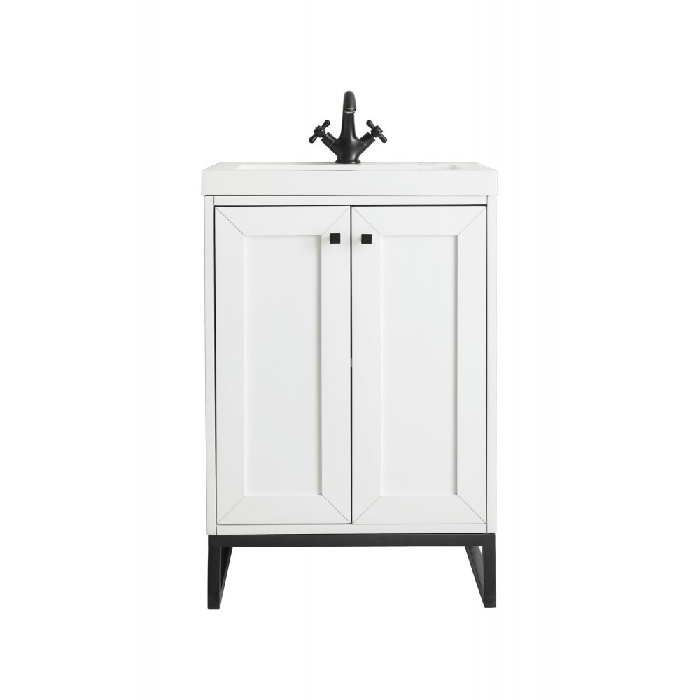 Chianti 24" Single Vanity Glossy White Matte Black w/ White Glossy Composite Top