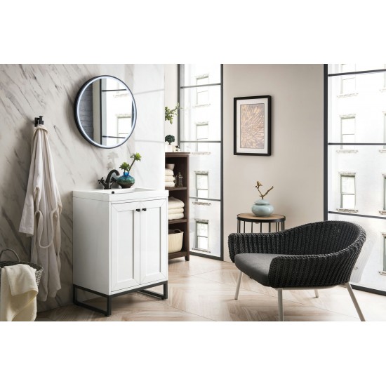 Chianti 24" Single Vanity Glossy White Matte Black w/ White Glossy Composite Top