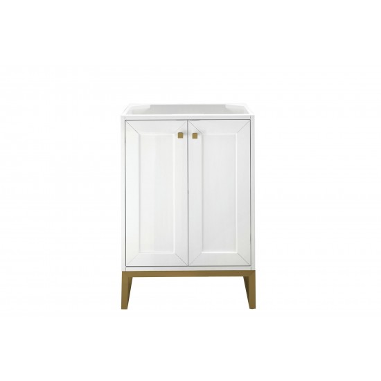 Chianti 24" Single Vanity Cabinet, Glossy White, Radiant Gold