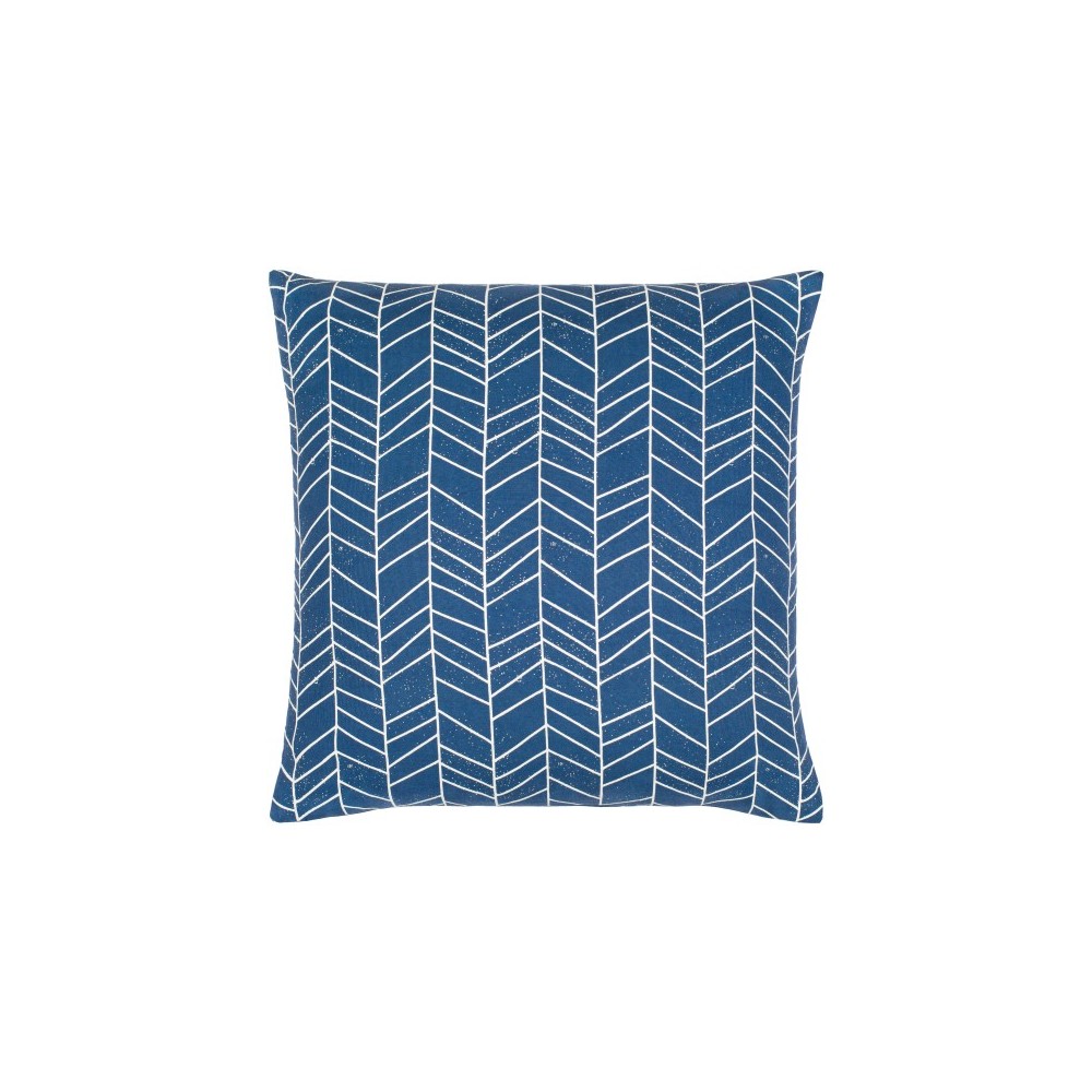 Surya Lachen Pillow Shell With Polyester Insert 20"H X 20"W - Dark Blue, Cream