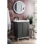 Chianti 24" Single Vanity Mineral Grey Nickel w/White Glossy Composite Top