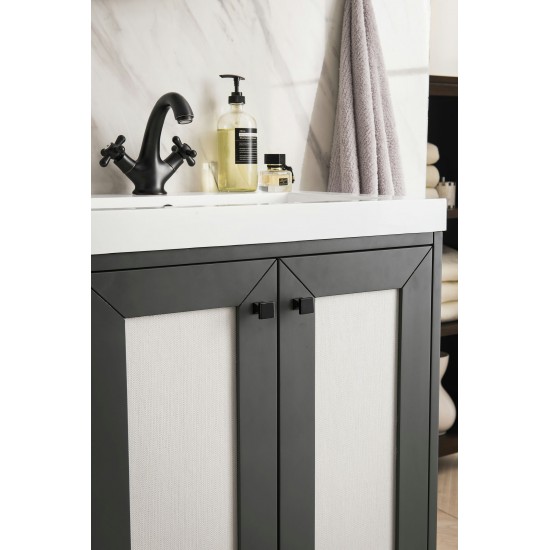 Chianti 24" Single Vanity Mineral Grey Matte Black w/ White Glossy Composite Top