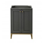 Chianti 24" Single Vanity Cabinet, Mineral Grey, Radiant Gold