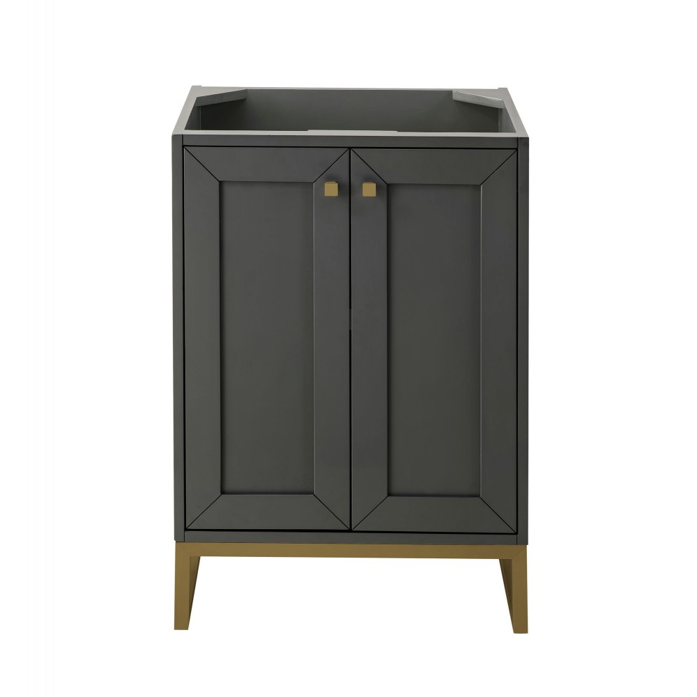 Chianti 24" Single Vanity Cabinet, Mineral Grey, Radiant Gold