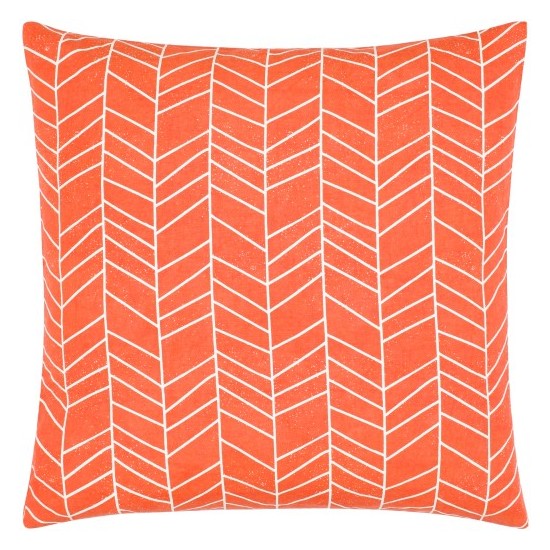 Surya Lachen Pillow Shell With Down Insert 18"H X 18"W - Burnt Orange, Cream