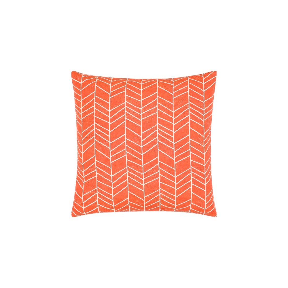 Surya Lachen Pillow Shell With Down Insert 18"H X 18"W - Burnt Orange, Cream Surya Lachen Pillow Shell With Down Insert 18"H X 18"W - Burnt Orange, Cream