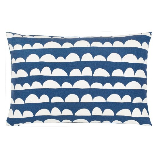 Surya Lachen Pillow Shell With Down Insert 13"H X 20"W (Dark Blue, Cream)