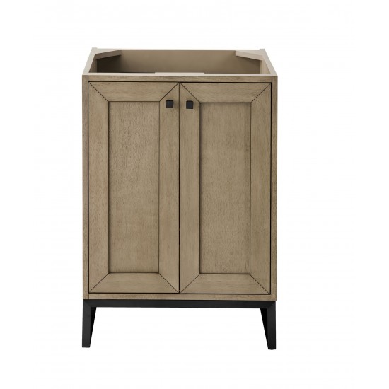 Chianti 24" Single Vanity Cabinet, Whitewashed Walnut, Matte Black