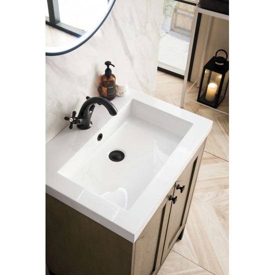 Chianti 24" Single Vanity Whitewashed Walnut Black w/White Glossy Composite Top