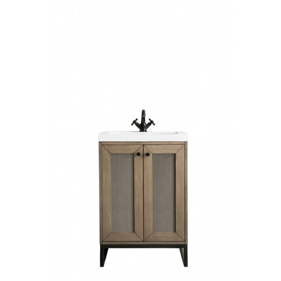 Chianti 24" Single Vanity Whitewashed Walnut Black w/White Glossy Composite Top
