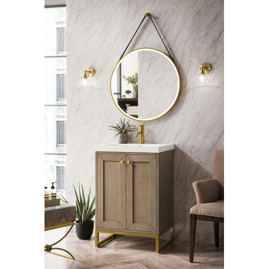 Chianti 24" Single Vanity Walnut Radiant Gold w/White Glossy Composite Top