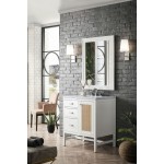 Addison 30" Single Vanity, Glossy White, w/ 3 CM Arctic Fall Solid Surface Top