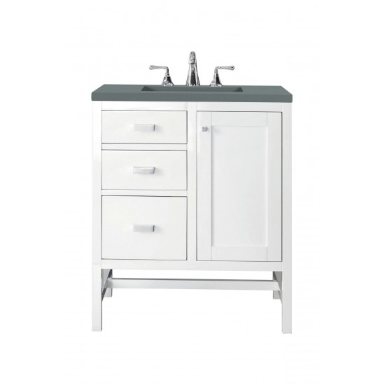 Addison 30" Single Vanity Cabinet, Glossy White, w/ 3 CM Cala Blue Top