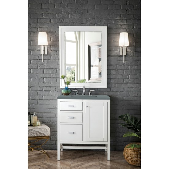 Addison 30" Single Vanity Cabinet, Glossy White, w/ 3 CM Cala Blue Top