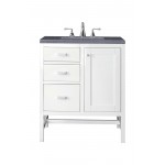 Addison 30" Single Vanity, Glossy White, w/ 3 CM Charcoal Soapstone Quartz Top