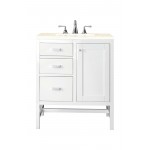 Addison 30" Single Vanity Cabinet, Glossy White, w/ 3 CM Eternal Marfil Top