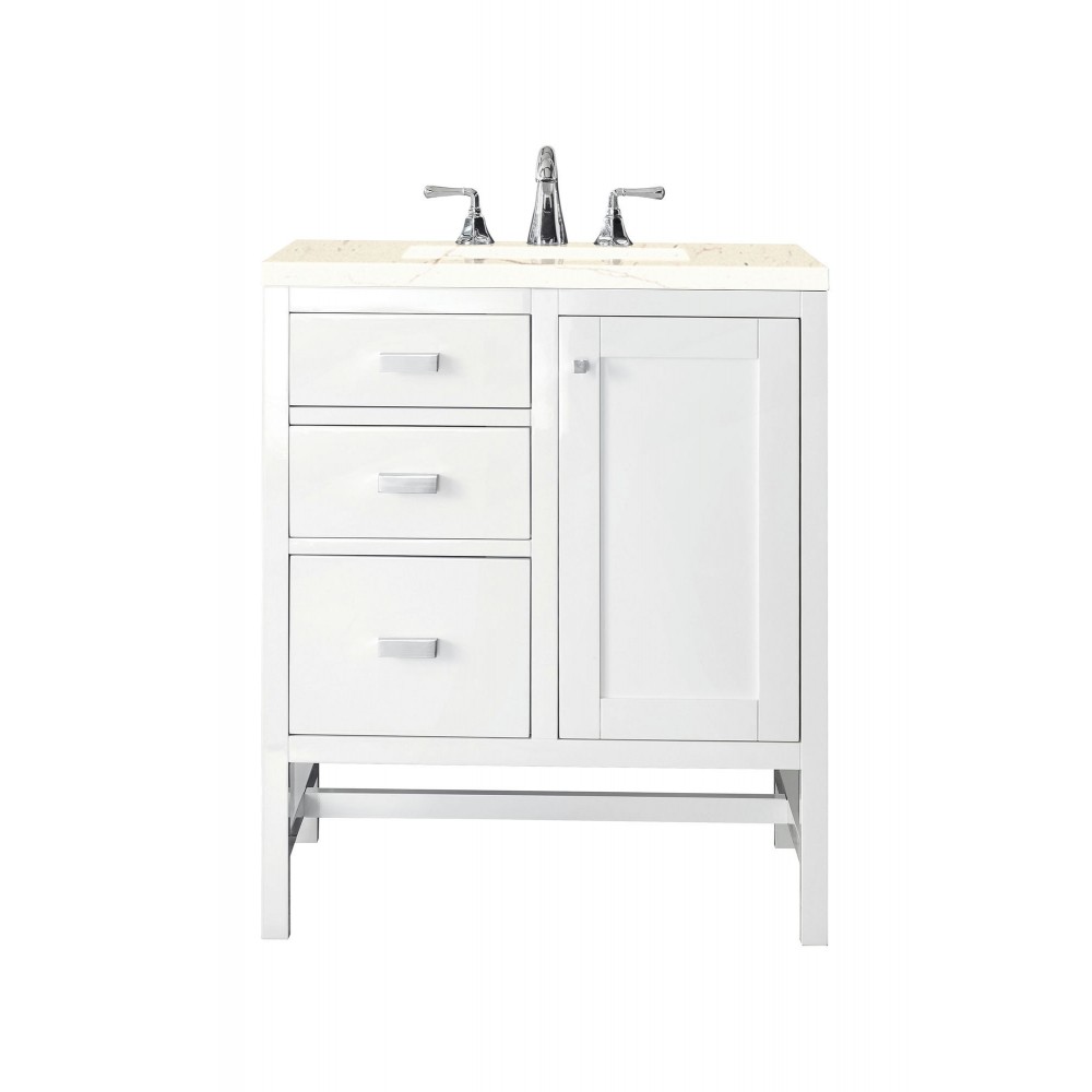 Addison 30" Single Vanity Cabinet, Glossy White, w/ 3 CM Eternal Marfil Top