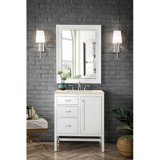 Addison 30" Single Vanity Cabinet, Glossy White, w/ 3 CM Eternal Marfil Top