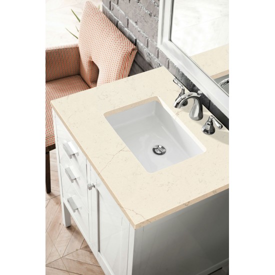 Addison 30" Single Vanity Cabinet, Glossy White, w/ 3 CM Eternal Marfil Top