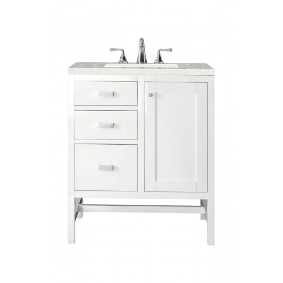 Addison 30" Single Vanity Cabinet, Glossy White, w/ 3 CM Eternal Serena Top