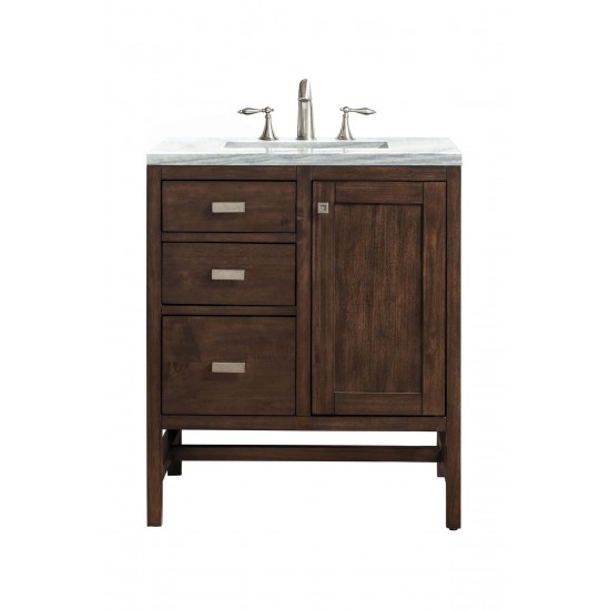 Addison 30" Single Vanity Mid Century Acacia w/3 CM Arctic Fall Surface Top