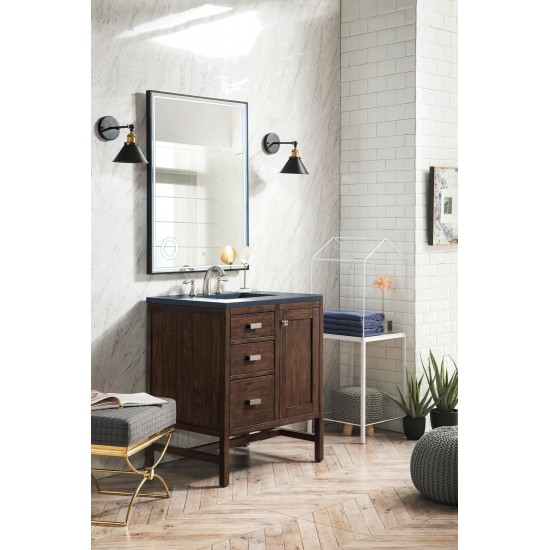 Addison 30" Single Vanity Mid Century Acacia w/3 CM Soapstone Quartz Top