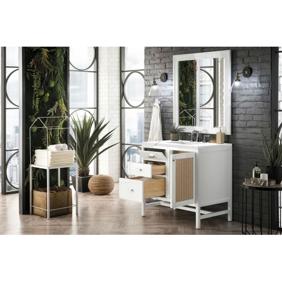 Addison 36" Single Vanity Cabinet, Glossy White, w/ 3 CM Carrara White Top