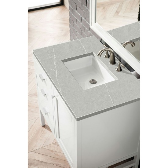 Addison 36" Single Vanity Cabinet, Glossy White, w/ 3 CM Eternal Serena Top