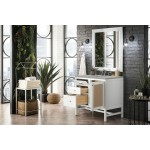 Addison 36" Single Vanity Cabinet, Glossy White, w/ 3 CM Eternal Serena Top