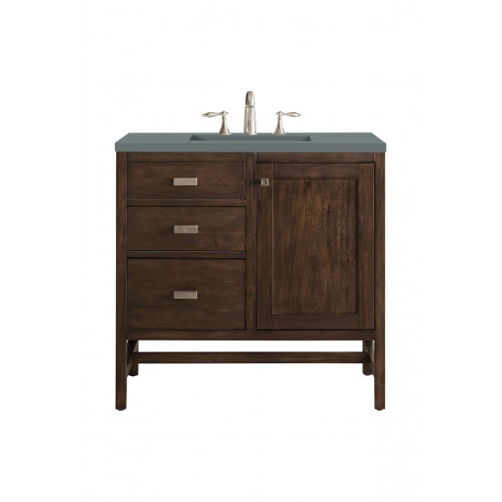 Addison 36" Single Vanity, Mid Century Acacia, w/ 3 CM Cala Blue Quartz Top