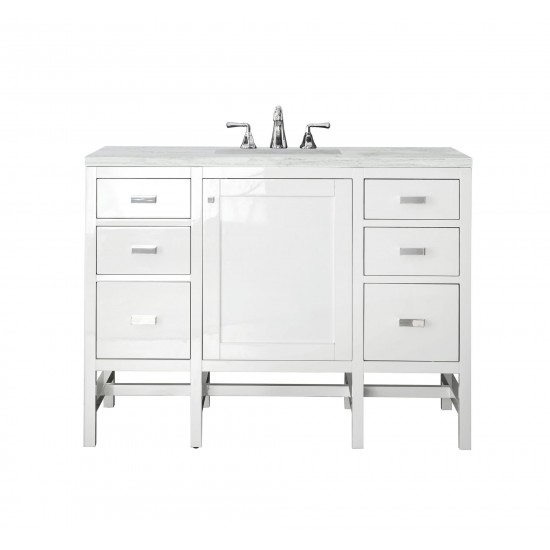 Addison 48" Single Vanity, Glossy White, w/ 3 CM Arctic Fall Solid Surface Top