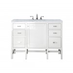 Addison 48" Single Vanity Cabinet, Glossy White, w/ 3 CM Carrara White Top