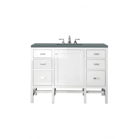 Addison 48" Single Vanity Cabinet, Glossy White, w/ 3 CM Cala Blue Top