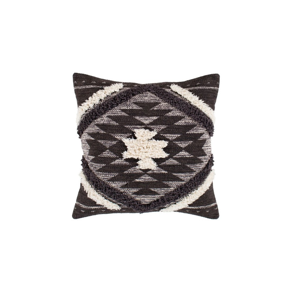 Surya Lachlan Dark Brown Pillow Shell With Down Insert 20"H X 20"W