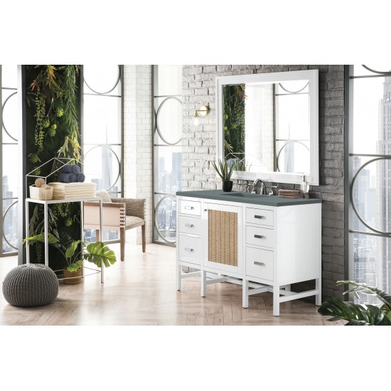 Addison 48" Single Vanity Cabinet, Glossy White, w/ 3 CM Cala Blue Top
