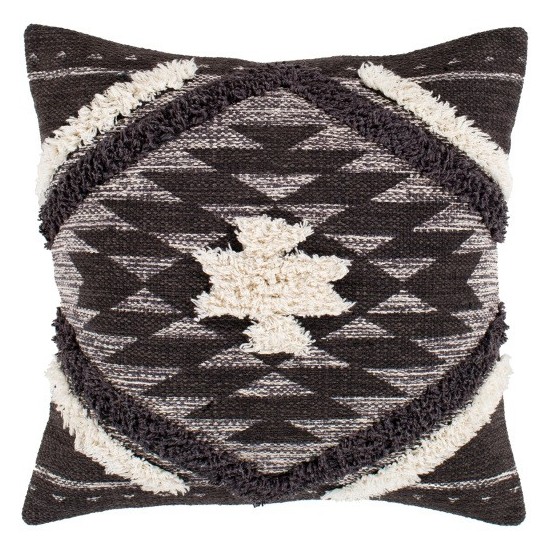 Surya Lachlan Dark Brown Pillow Shell With Down Insert 22"H X 22"W