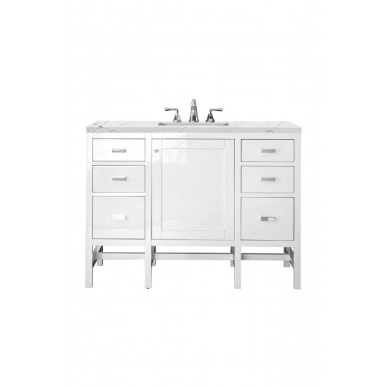 Addison 48" Single Vanity Cabinet, Glossy White, w/ 3 CM Ethereal Noctis Top