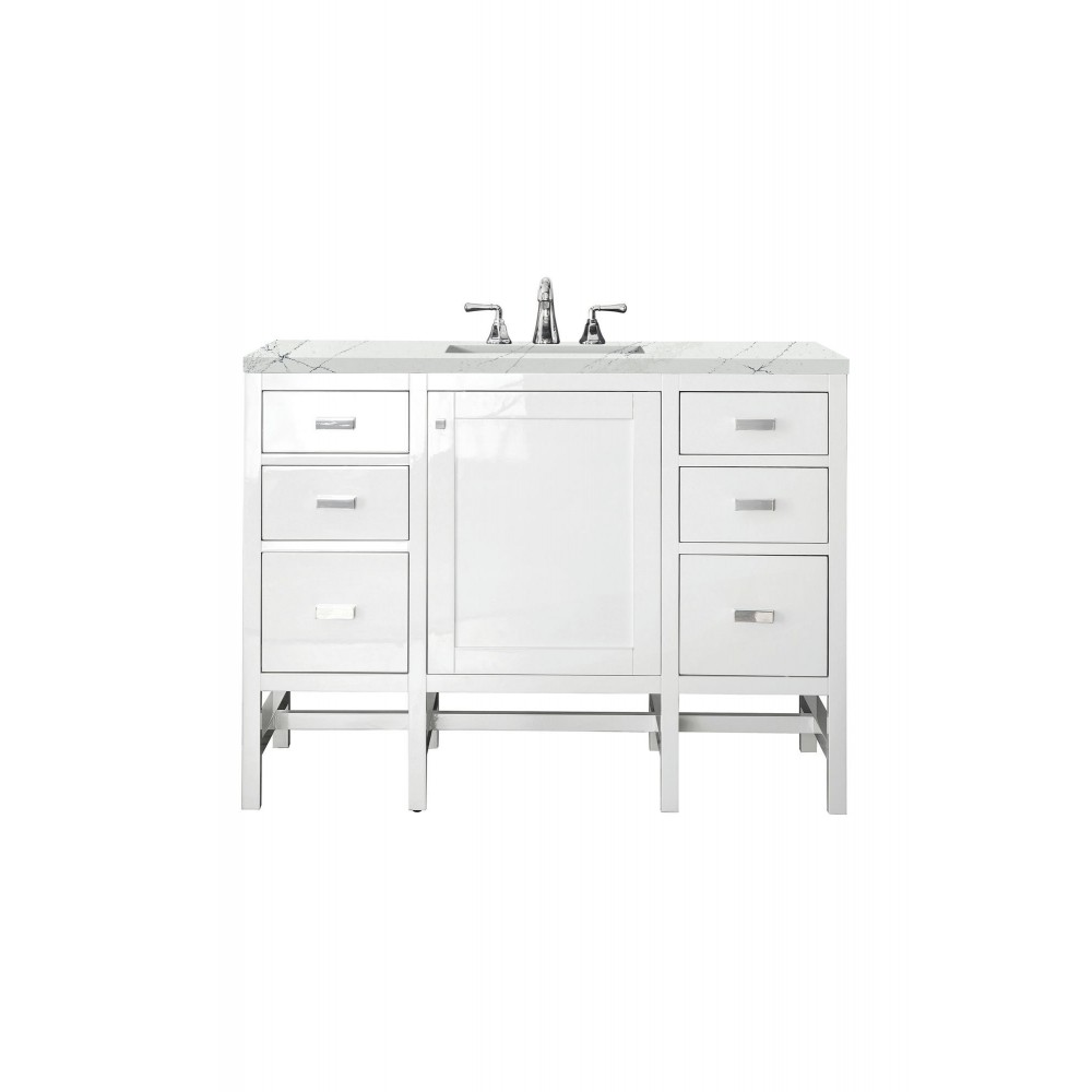 Addison 48" Single Vanity Cabinet, Glossy White, w/ 3 CM Ethereal Noctis Top