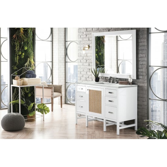 Addison 48" Single Vanity Cabinet, Glossy White, w/ 3 CM Ethereal Noctis Top