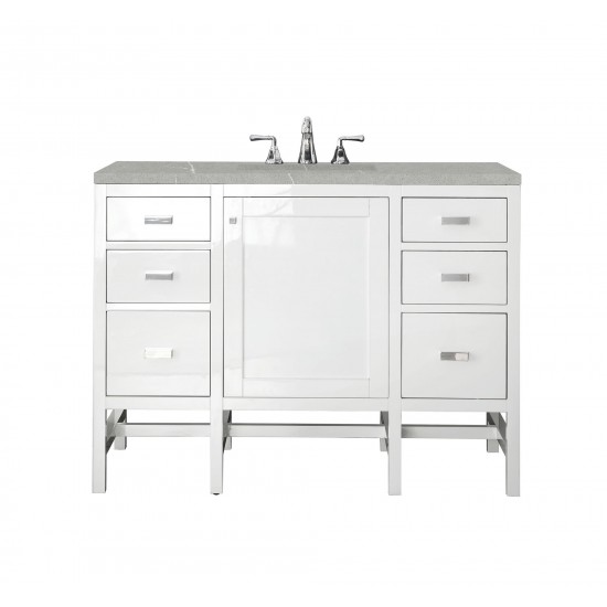 Addison 48" Single Vanity Cabinet, Glossy White, w/ 3 CM Eternal Serena Top