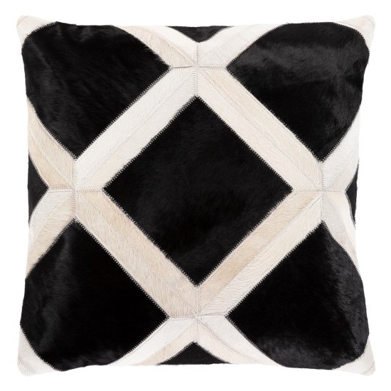 Surya Lana Black Pillow Shell With Down Insert 20"H X 20"W