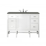 Addison 48" Single Vanity Cabinet, Glossy White, w/ 3 CM Grey Expo Quartz Top