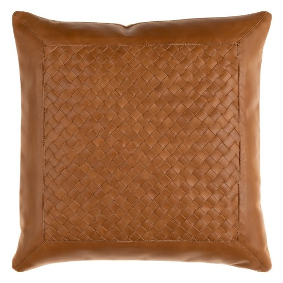 Surya Lawdon Brown Pillow Shell With Down Insert 18"H X 18"W