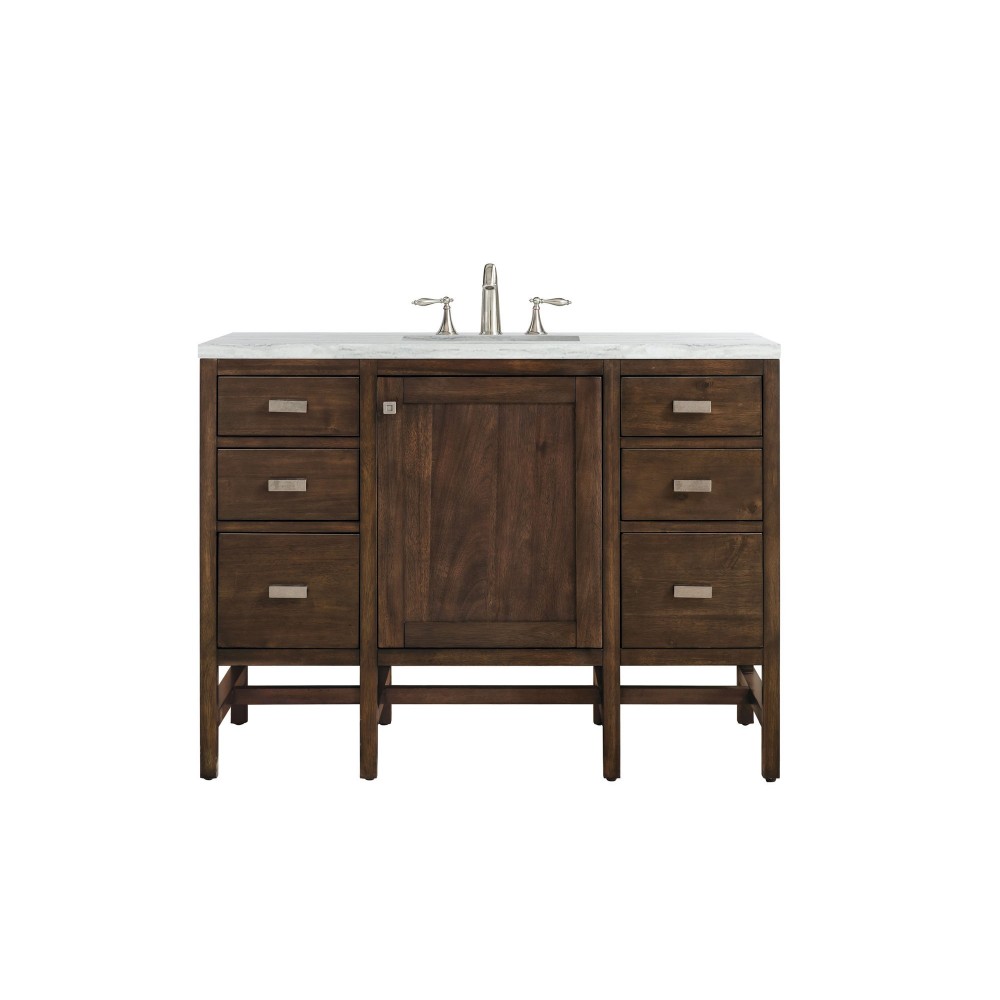 Addison 48" Single Vanity Mid Century Acacia w/3 CM Arctic Fall Surface Top