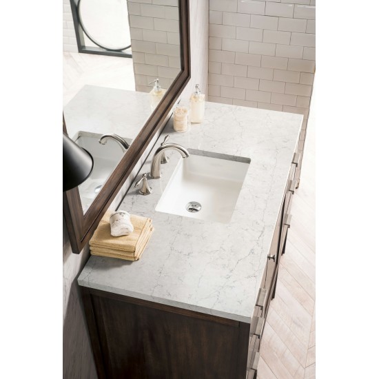 Addison 48" Single Vanity Mid Century Acacia w/ 3 CM Jasmine Pearl Quartz Top