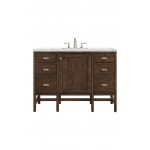 Addison 48" Single Vanity Mid Century Acacia w/ 3 CM Ethereal Noctis Quartz Top