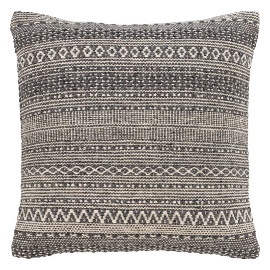 Surya Leif Charcoal Pillow Shell With Down Insert 20"H X 20"W