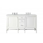 Addison 60" Double Vanity, Glossy White, w/ 3 CM Arctic Fall Solid Surface Top