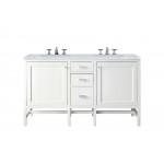 Addison 60" Double Vanity Cabinet, Glossy White, w/ 3 CM Carrara White Top